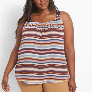 Lane Bryant Relaxed Scoop-Neck Grosgrain Cami - Stripe 24